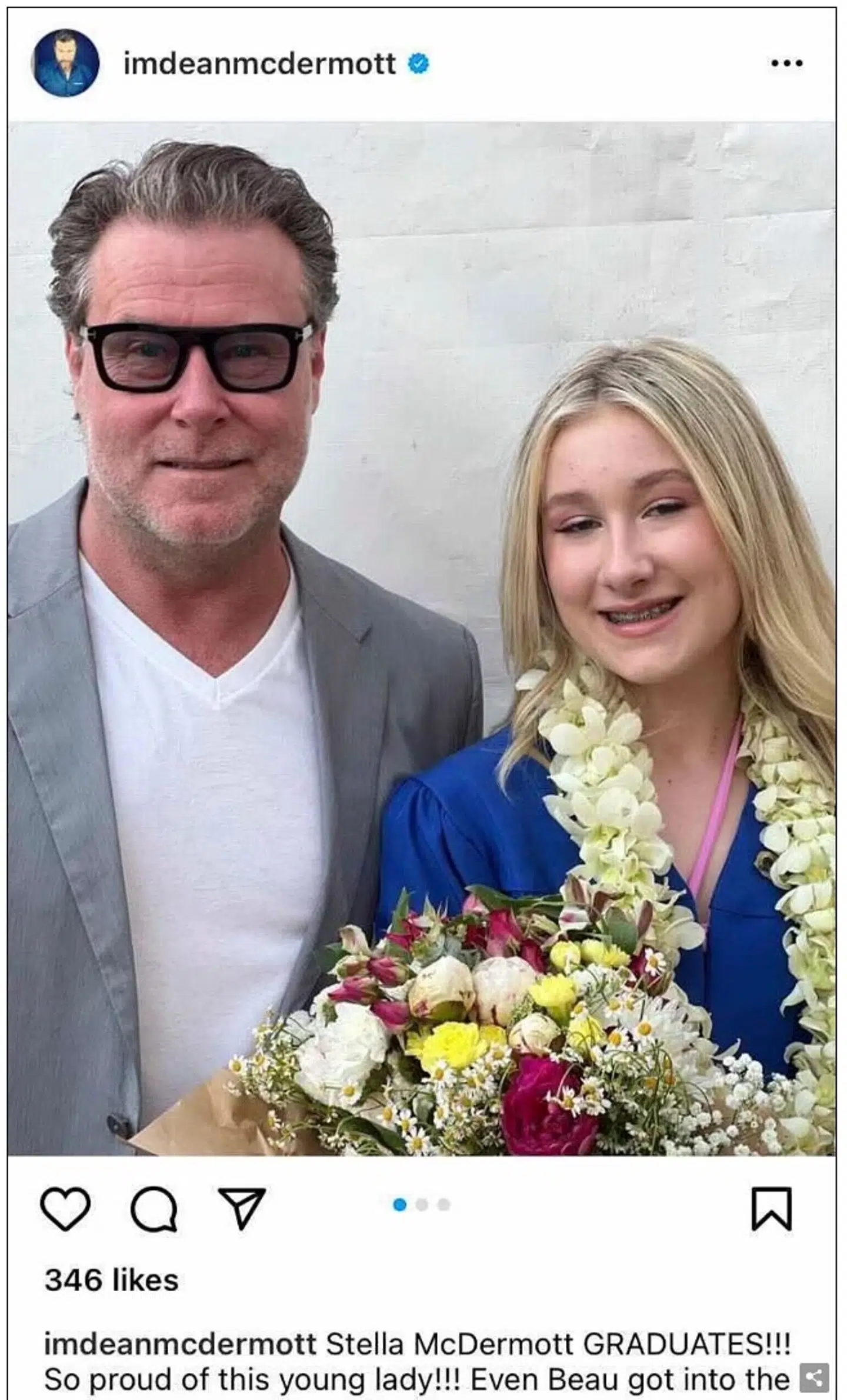 Sådan så opslaget, som Dean McDermott delte af sig selv og datteren, ud. Foto: Instagram