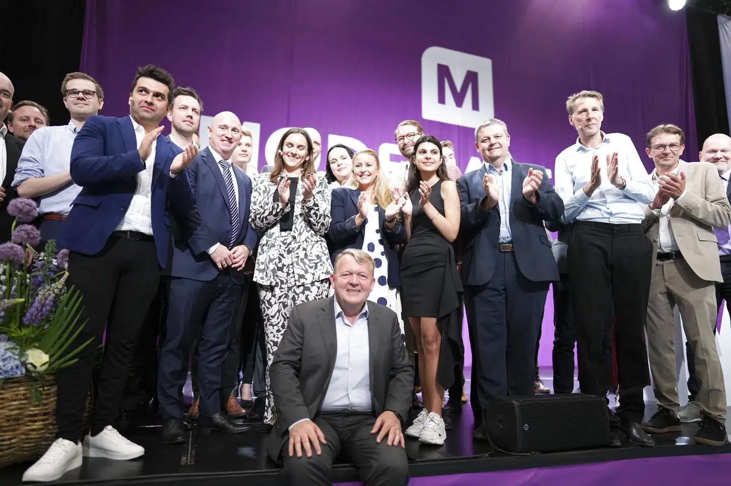 Politisk leder Lars Løkke Rasmussen og Moderaternes andre folketingskandidater bliver præsenteret ved partiets årsmøde i Vejle. Claus Fisker/Ritzau Scanpix