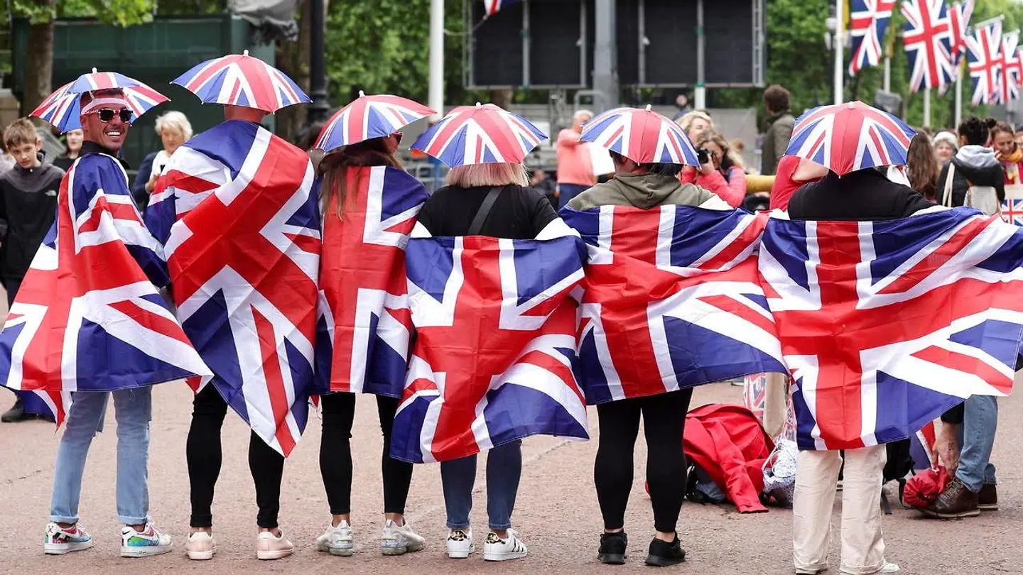 Briterne fejrer deres historie overalt i London i disse dage. Her på The Mall foran Buckingham Palace,