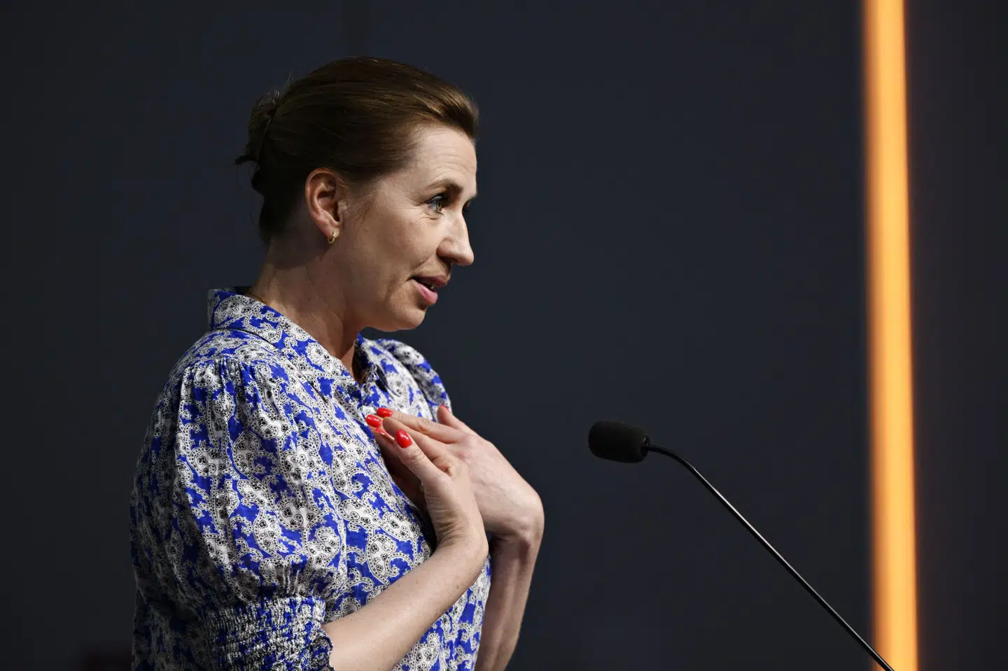 Statsminister Mette Frederiksen (S) taler til Tænketanken Europas Europakonference. Philip Davali/Ritzau Scanpix