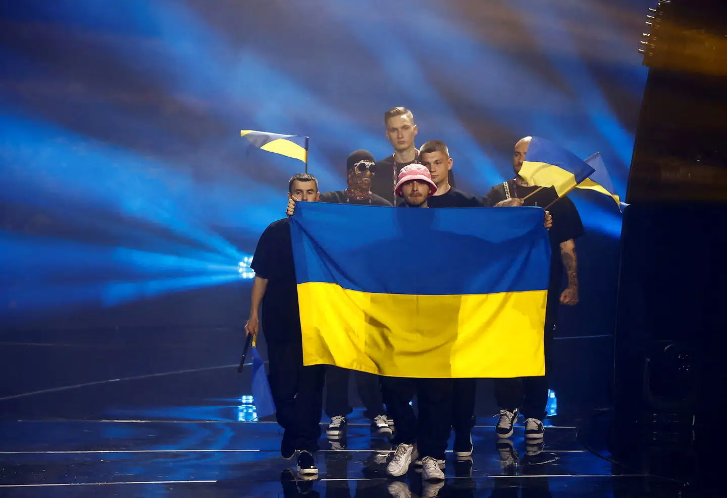 Her ses et billede af det ukrainske band Kalush Orchestra, der anses som storfavoritter til at vinde Eurovision med sangen 'Stefania'.