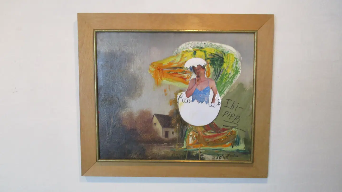 Asger Jorns værk 'Den foruroligende ælling' efter 'modificering', som kunstneren bag selv kalder det.