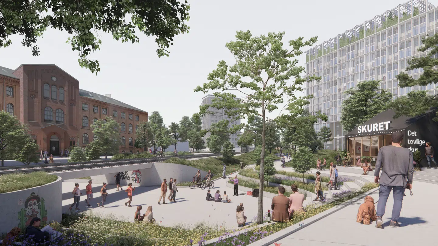 Parken vil have en tunnel, der forbinder det nye kvarter med Aalborg Katedralskole.