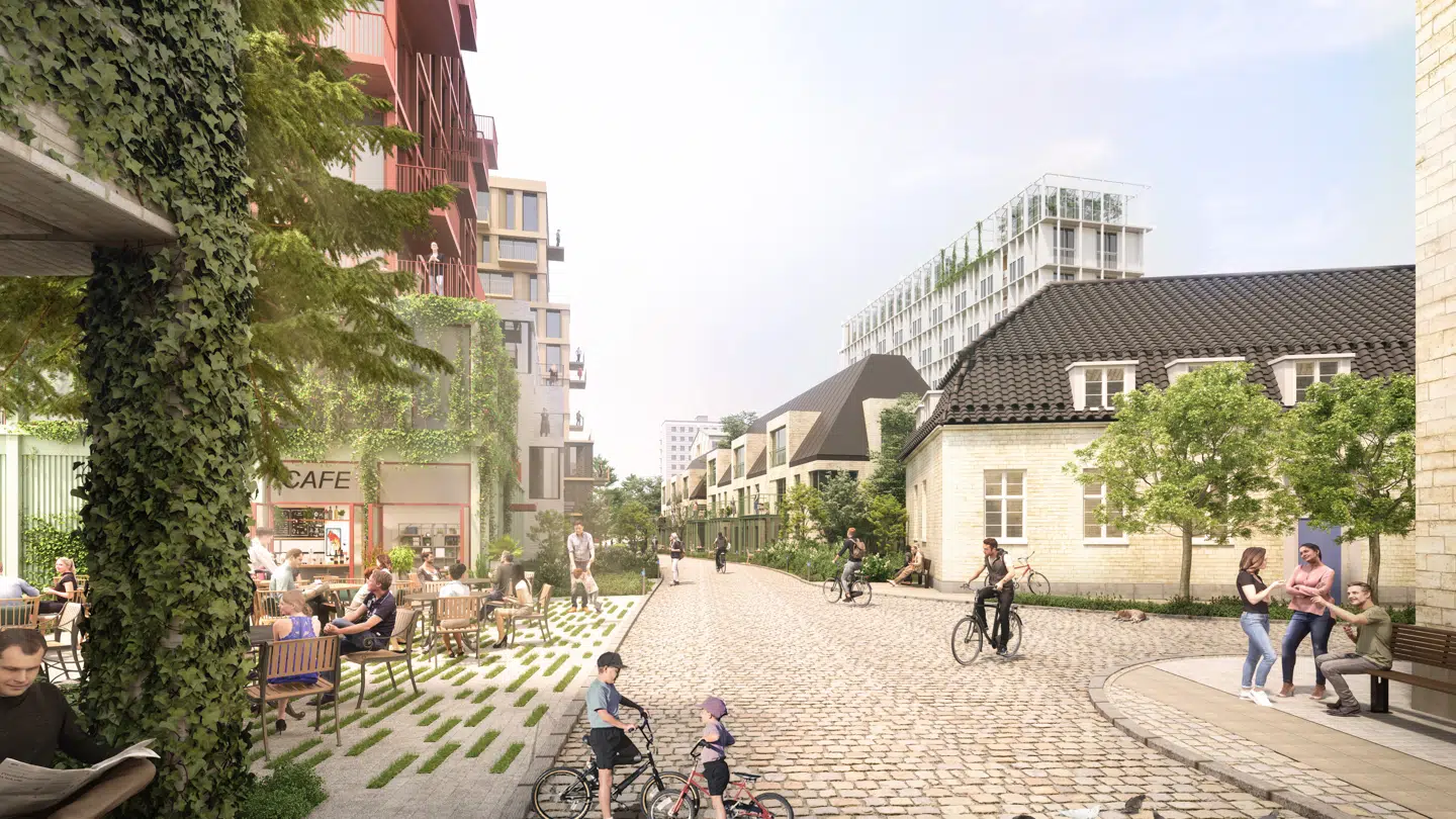 De gamle gule hospitalsbygninger bliver bevaret.