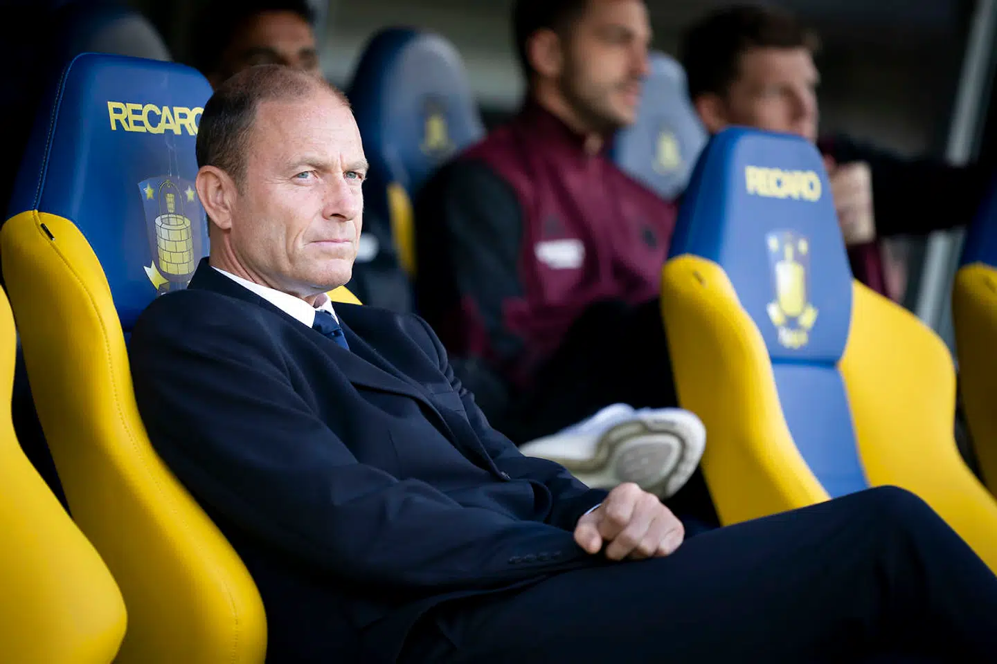 Jess Thorup ser til fra bænken, da FCK søndag mødte Brøndby.