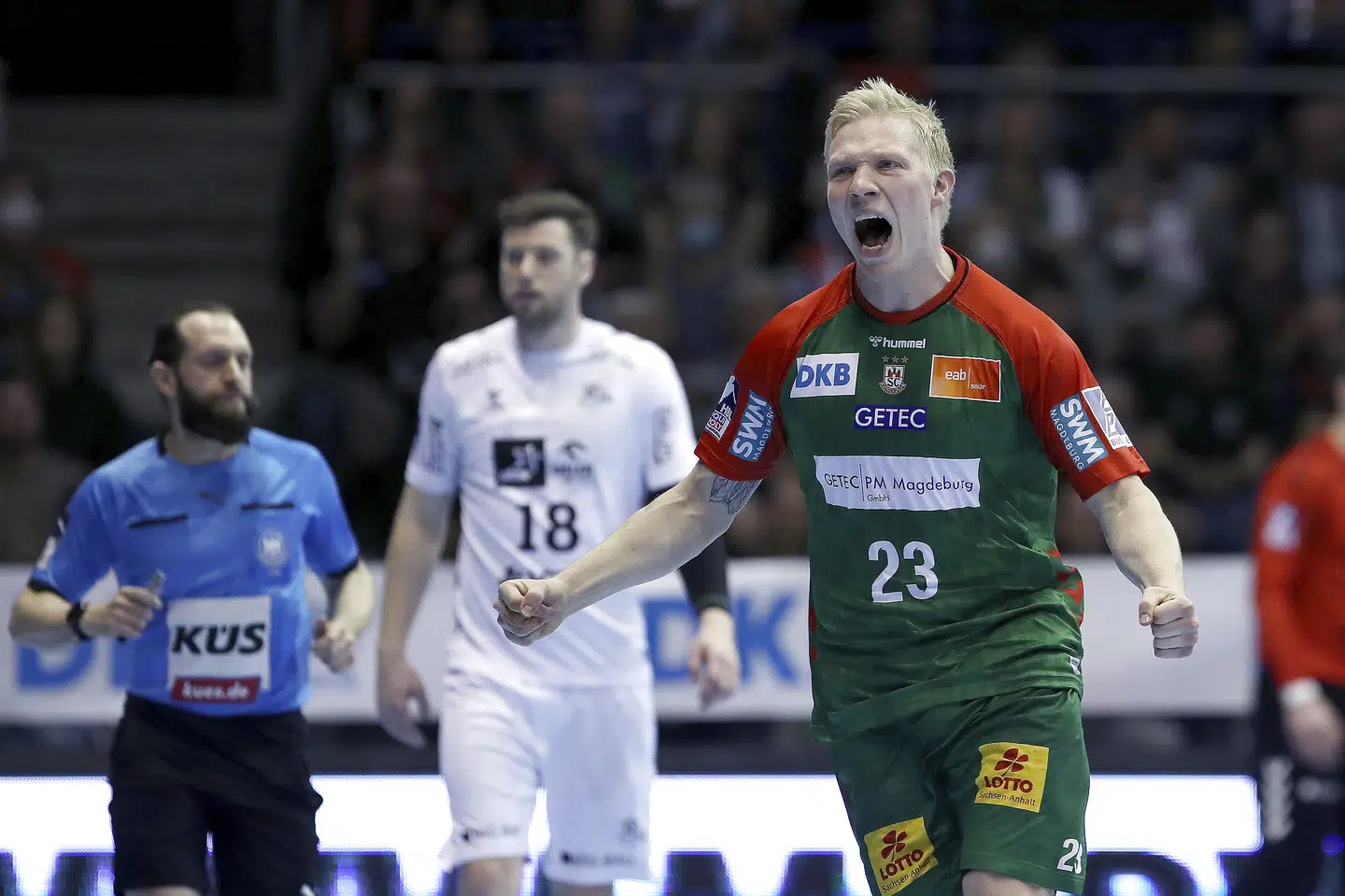 Magnus Saugstrup og co. topper Bundesligaen. Ronny Hartmann/Ritzau Scanpix