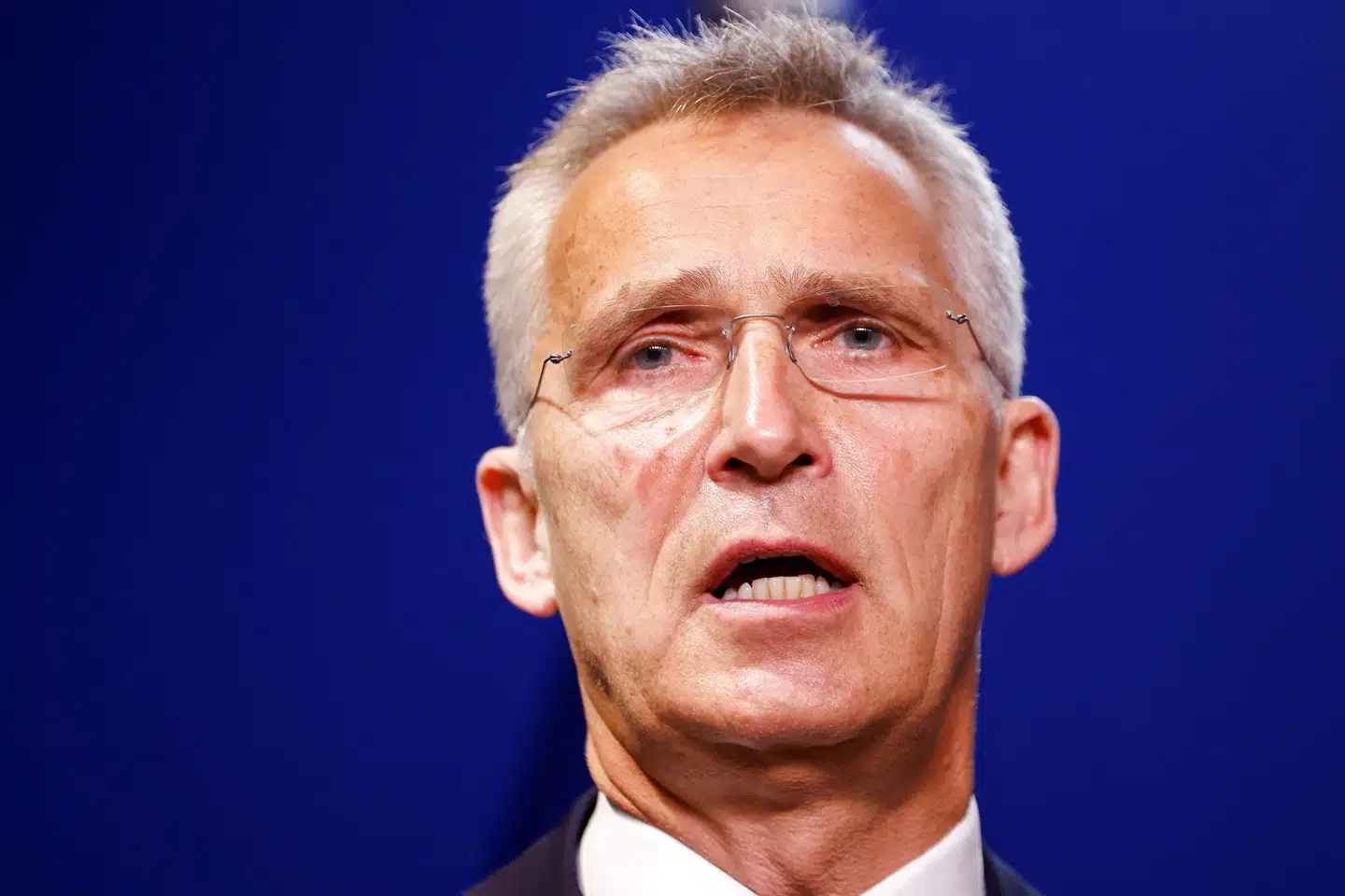 Nato's generalsekretær, Jens Stoltenberg, holder pressemøde efter et besøg torsdag i Europa-Parlamentet. Johanna Geron/Reuters