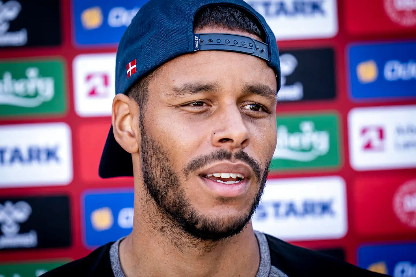 Mathias Jørgensen under fodboldlandsholdets mixed zone og træning i Helsingør, onsdag den 9. juni 2021.. (Foto: Liselotte Sabroe/Ritzau Scanpix)
