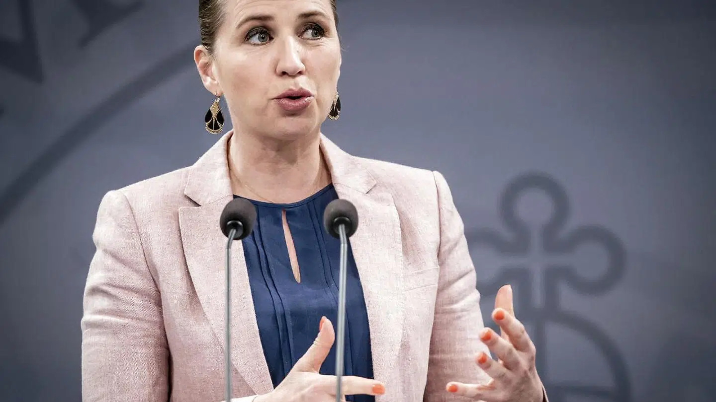 Statsminister Mette Frederiksen (S) under pressemøde om regeringens reformudspil 'Danmark kan mere II', tirsdag 19. april 2022.