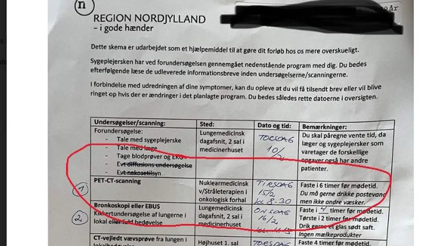 Indkaldelsen til en aftale på stråleterapi til Lise Guldbrandsens mor. En tilladelse, Lise troede, gav hende lov til at parkere ved afdelingen.