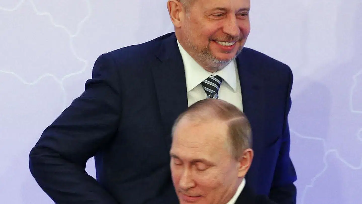 Vladimir Lisin fotograferet sammen med Vladimir Putin i 2017. Sergei Ilnitsky / POOL / AFP