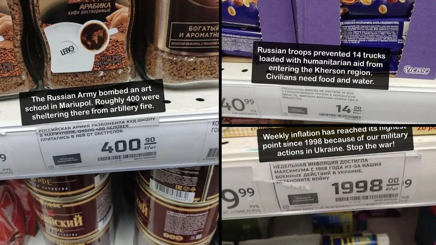 Sådan ser nogle af de ændrede prisskilte ud. Her med engelsk oversættelse