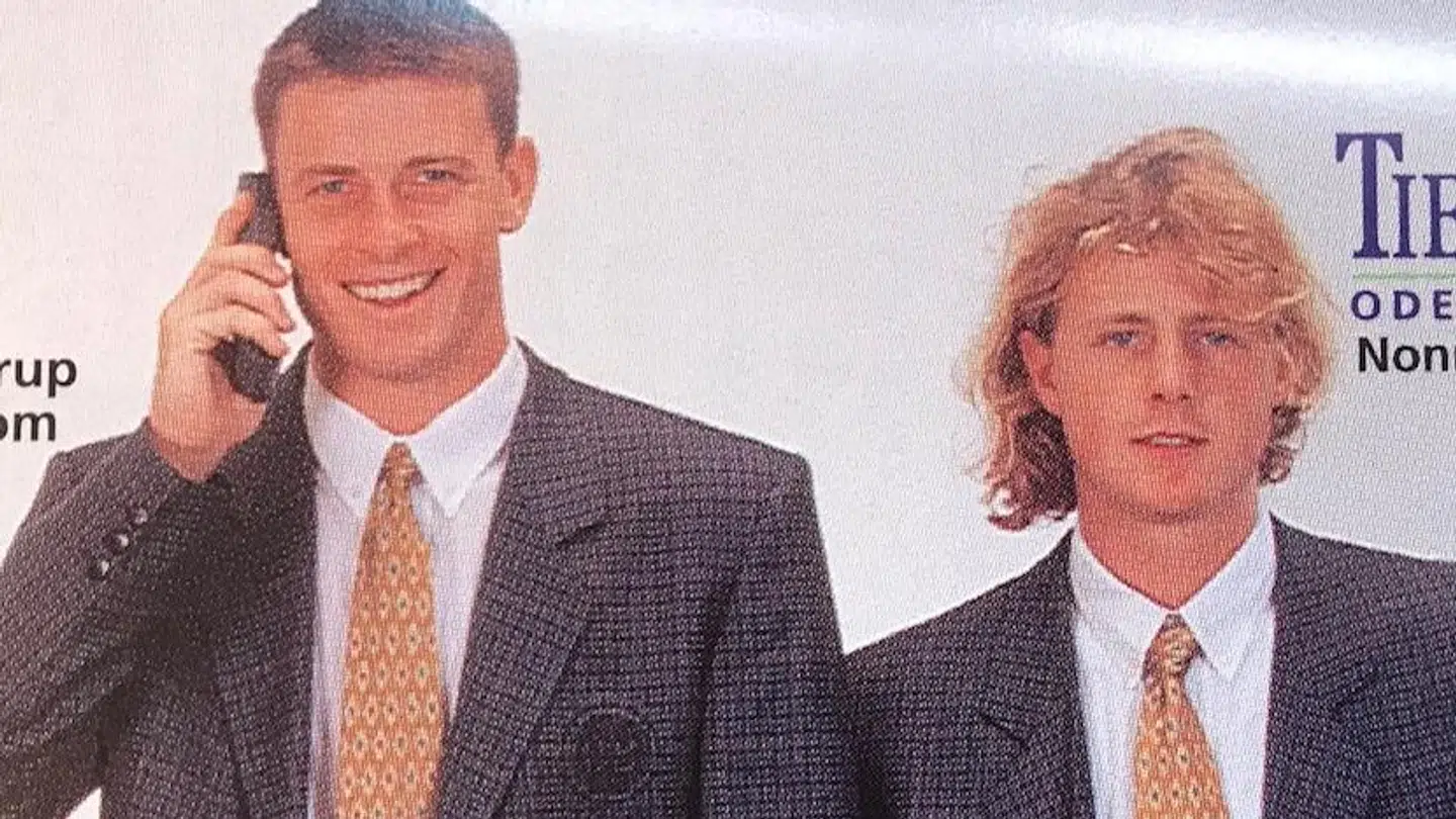 Bo Henriksen og Jess Thorup som skolekammerater – og modeller – i 1995.