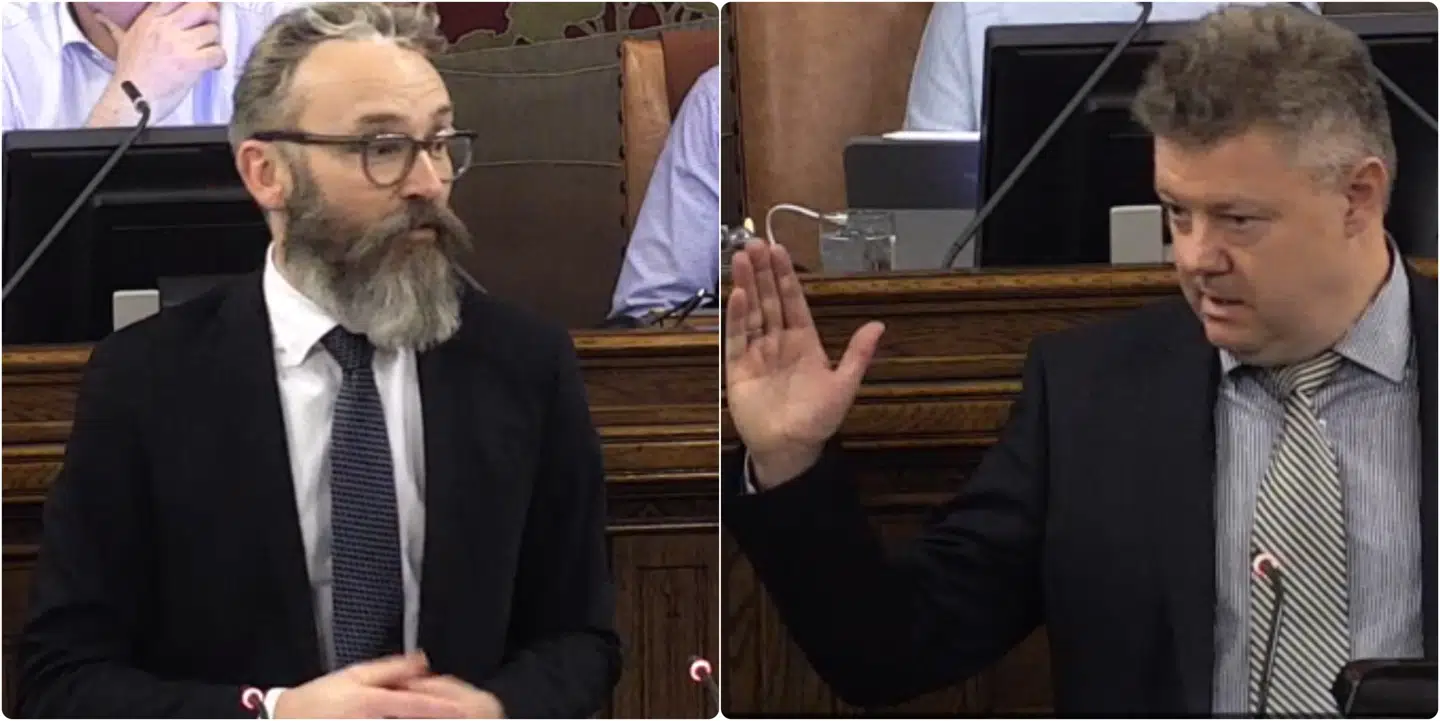 Ole Birk Olesen blev beskyldt af konservatives Morten Melchior for ikke at være borgerlig. Foto: Screendump fra Københavns Kommune TV