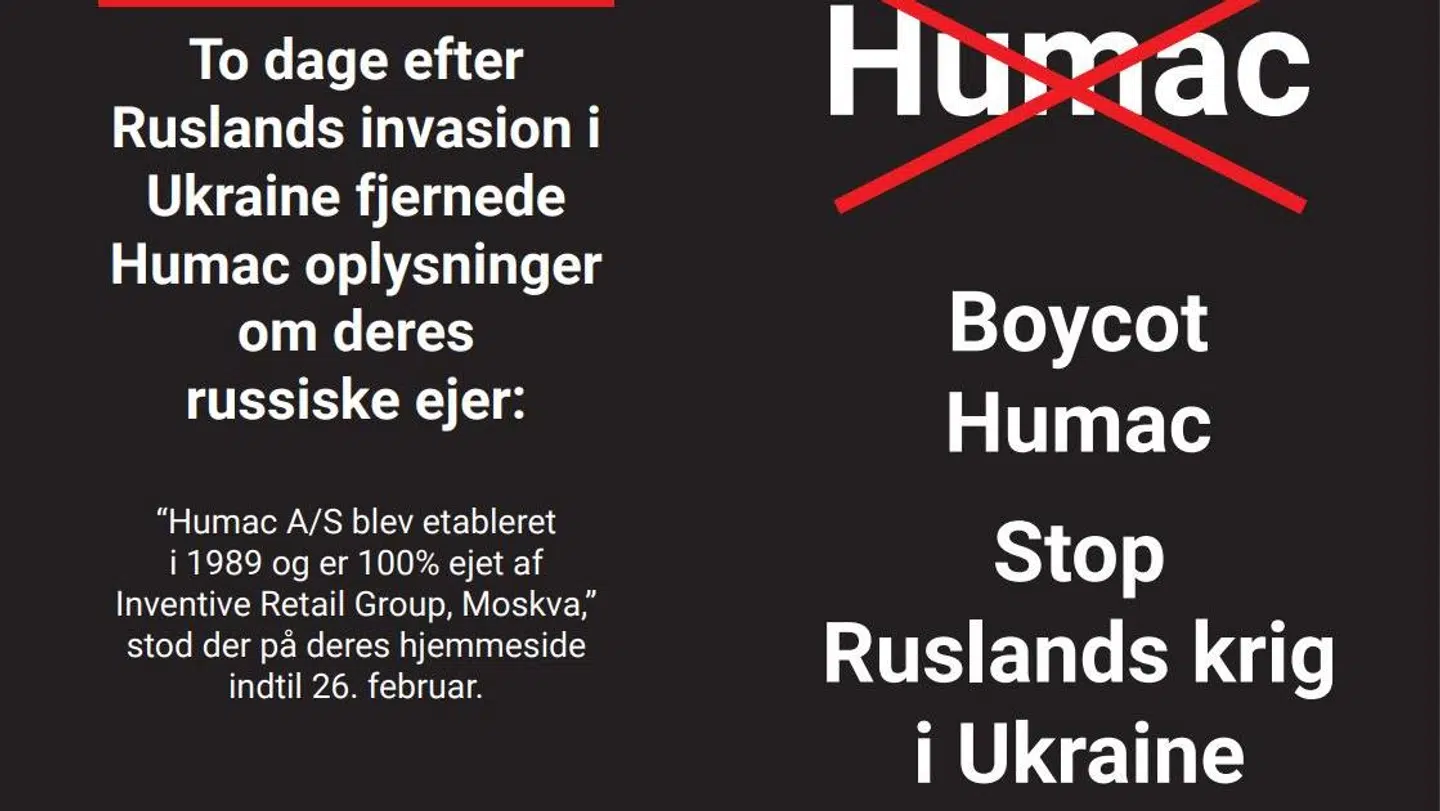 Flyeren, Peter Mulvany har fået trykt og uddeler foran Humac-butikker.