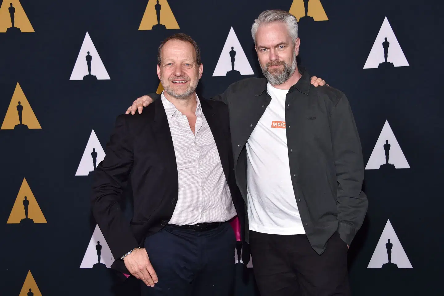 Producer Kim Magnussen (tv) og instruktør Martin Strange-Hansen (th) var nomineret i Bedste Kortfilm ved oscaruddelingen, men går tomhændet hjem. Chris Delmas/Ritzau Scanpix