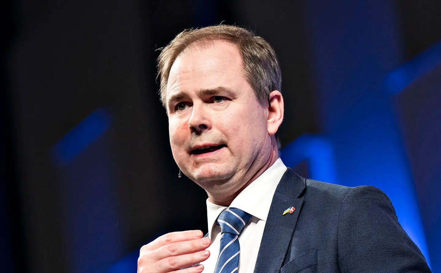 Finansminister Nicolai Wammen med regeringens hilsen ved Kommunernes Landsforenings Kommunalpolitisk Topmøde i Aalborg Kongres og Kulturcenter, torsdag den 17. marts 2022.. (Foto: Henning Bagger/Ritzau Scanpix)