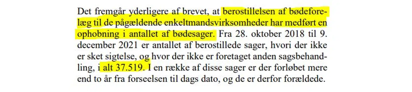 Dokumentation: Her er den centrale del, Rigspolitiet 17. marts skriver til Justitsministeriet om angående de mange tusinde ubetalte fartbøder.