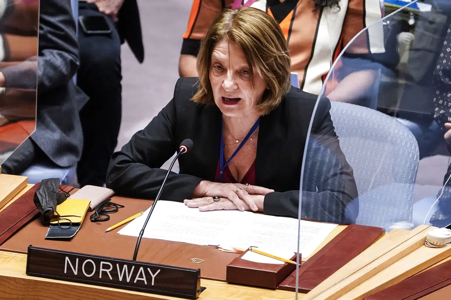 Norges FN-ambassadør, Mona Juul, talte dunder mod Rusland på et møde i FN's Sikkerhedsråd torsdag. (Arkivfoto) John Minchillo/Ritzau Scanpix
