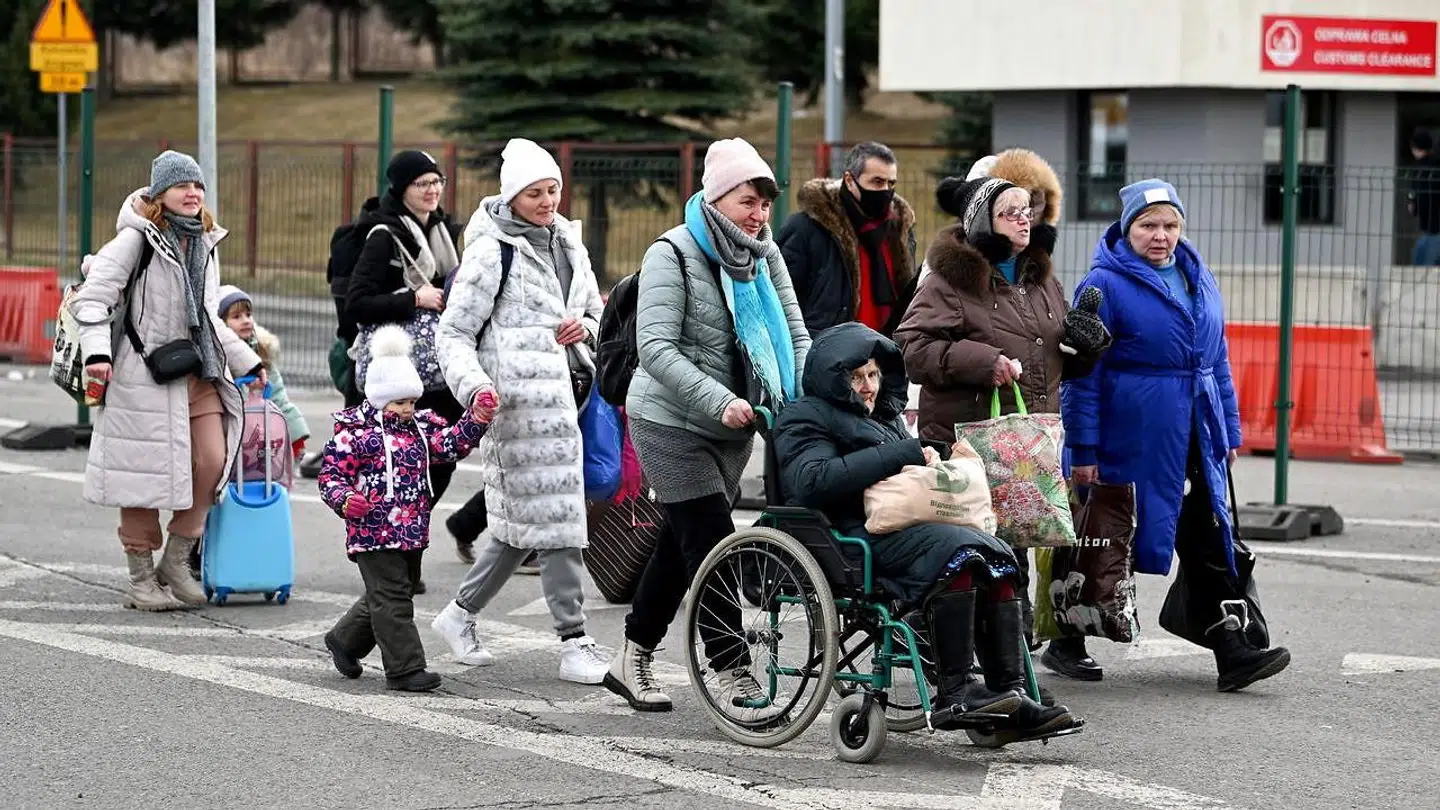 1.5 millioner flygtninge har allerede passeret den polsk-ukrainske grænse siden Rusland invaderede Ukraine den 24. februar. Dette foto er taget 10. marts.