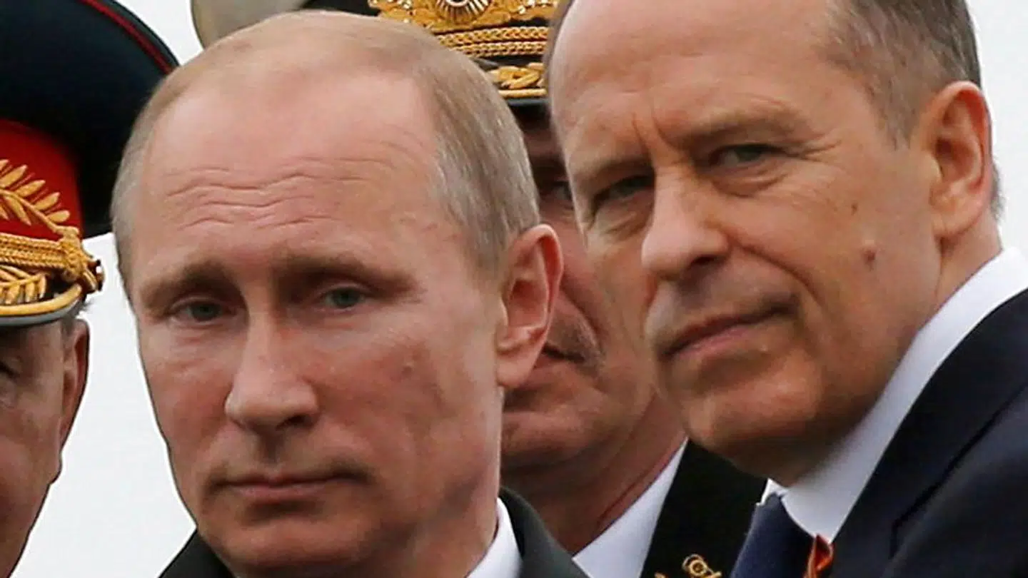Direktøren for FSB, Aleksandr Bortnikov (th.) sammen med præsident Putin.