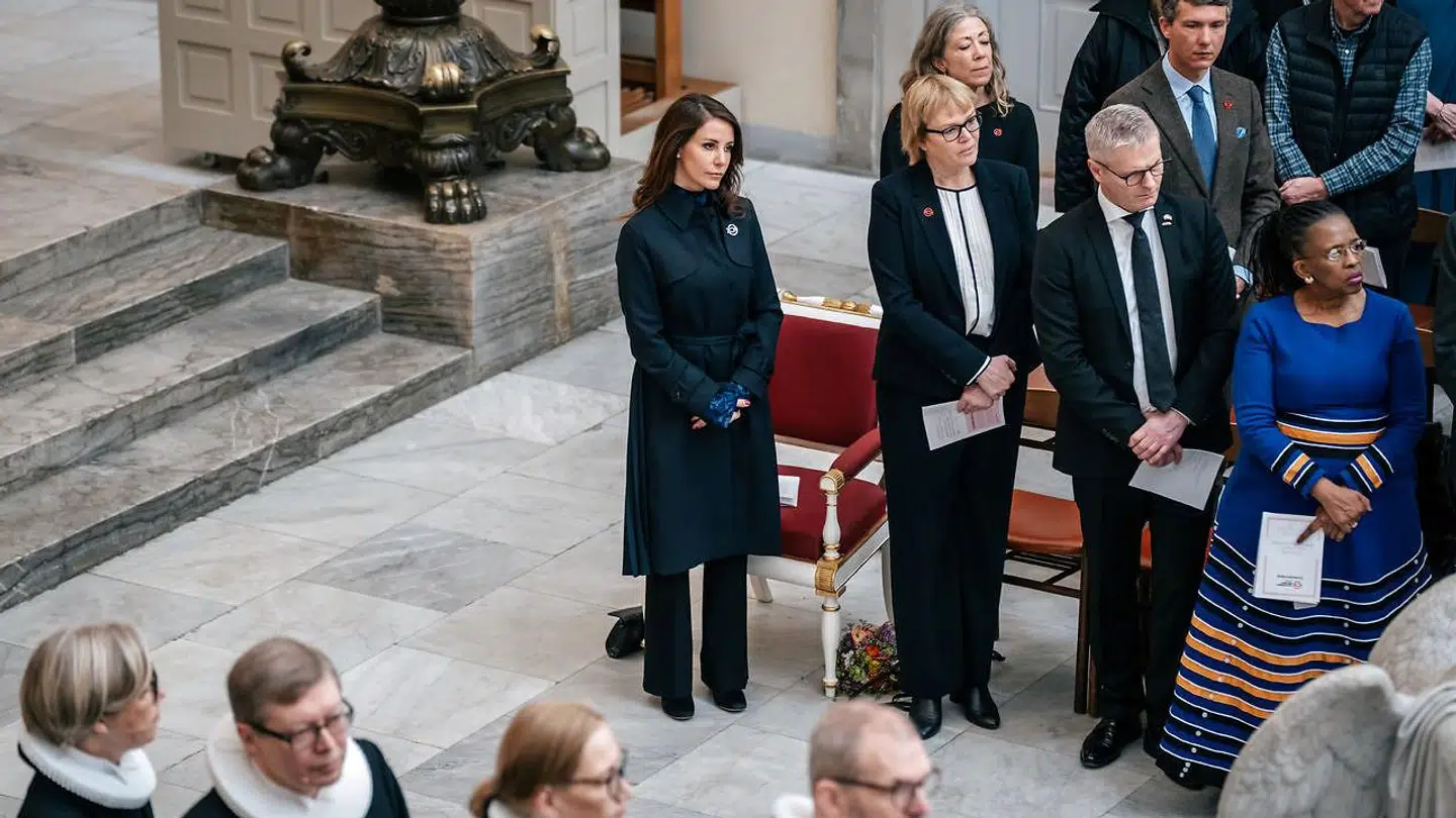 Prinsesse Marie under jubilæumsgudstjeneste i Vor Frue Kirke. Jubilæumsgudstjenesten er ledet af Københavns biskop, Peter Skov-Jakobsen, i anledning af Folkekirkens Nødhjælps 100-års jubilæum.