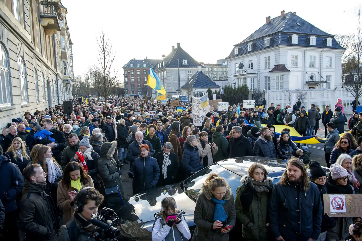 I en tale ved en demonstration ved Ruslands ambassade i København foreslog Venstres formand, Jakob Ellemann-Jensen, søndag, at man omdøber Kristianiagade til Ukrainegade. Teknik- og miljøborgmesteren er positivt stemt, og hun vil have sagen undersøgt. Thomas Sjørup/Ritzau Scanpix