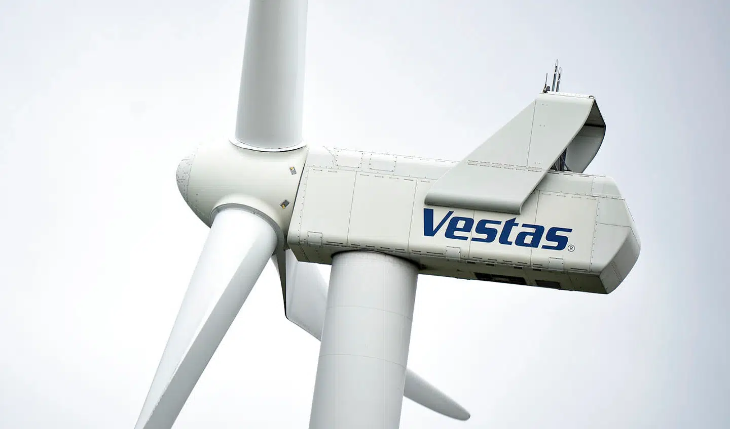 Arkivfoto: Vestas vindmølle med logo på nacellen nær Brønderslev.
