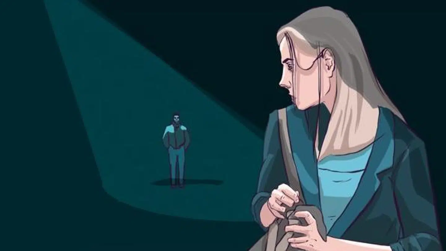 Grundstenen til sagen bliver lagt allerede i startnullerne. Marie er lige fyldt 20 år og har fået et fritidsarbejde på TV2 ØSTJYLLAND, hvor den 17 år ældre Thomas allerede arbejder. Illustration: Asger Kjærholm / TV2 Østjylland