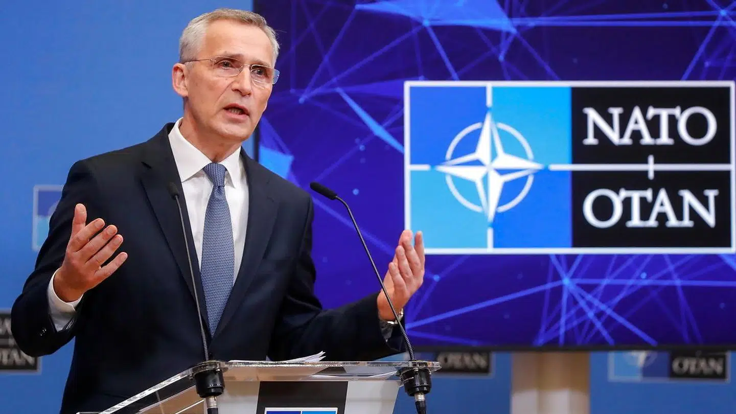 NATOs generalsekretær Jens Stoltenberg på pressekonferencen efter det ekstraordinære møde i NATO.