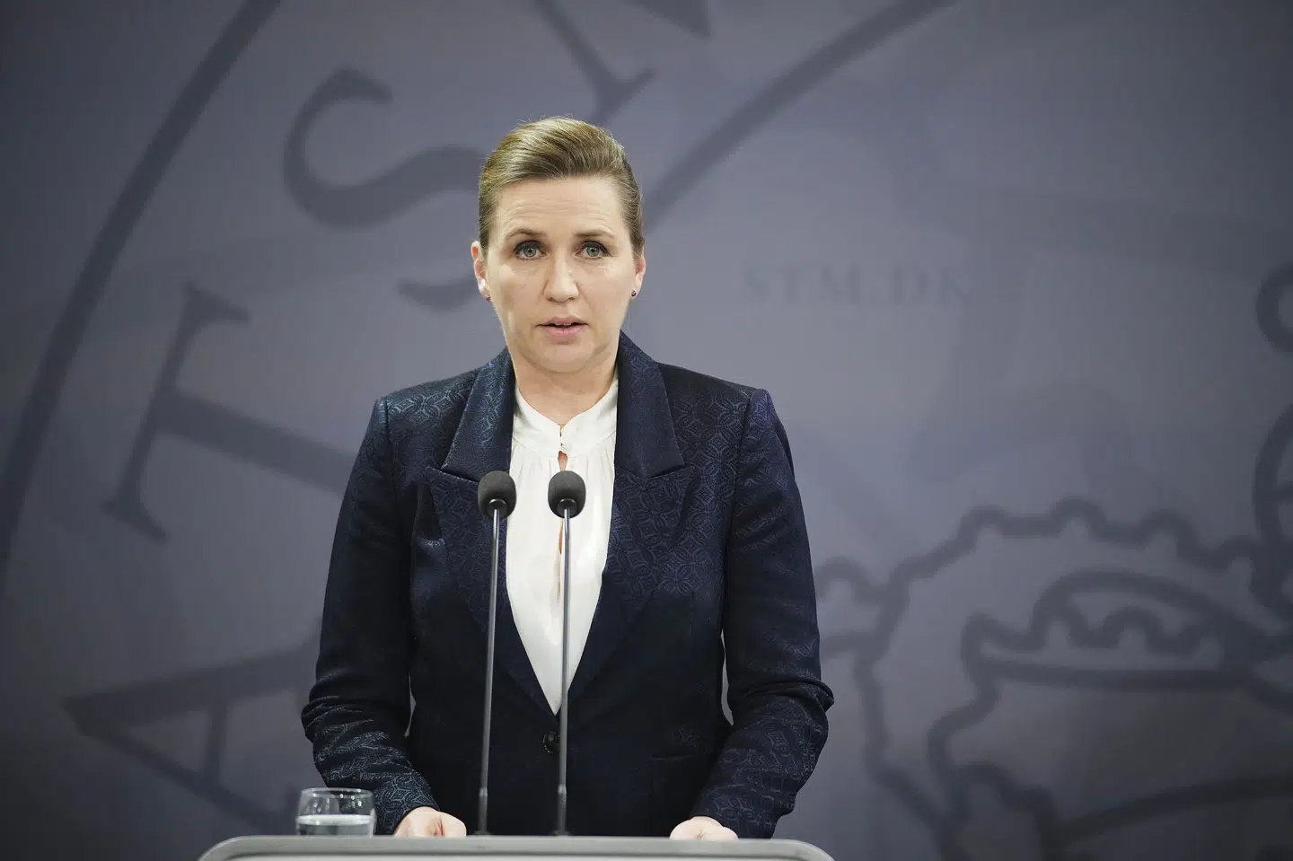 Statsministeriet afholder pressemøde om situationen i Ukraine, i Spejlsalen i Statsministeriet, i København, torsdag den 24. februar 2022. Martin Sylvest/Ritzau Scanpix