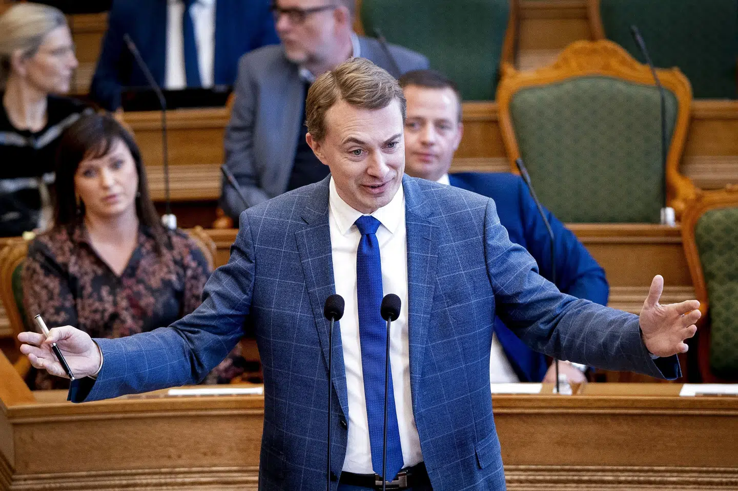 Dansk Folkepartis formand Morten Messerschmidt siger kraftigt nej tak til kvoter i bestyrelser, som EU foreslår. Liselotte Sabroe/Ritzau Scanpix