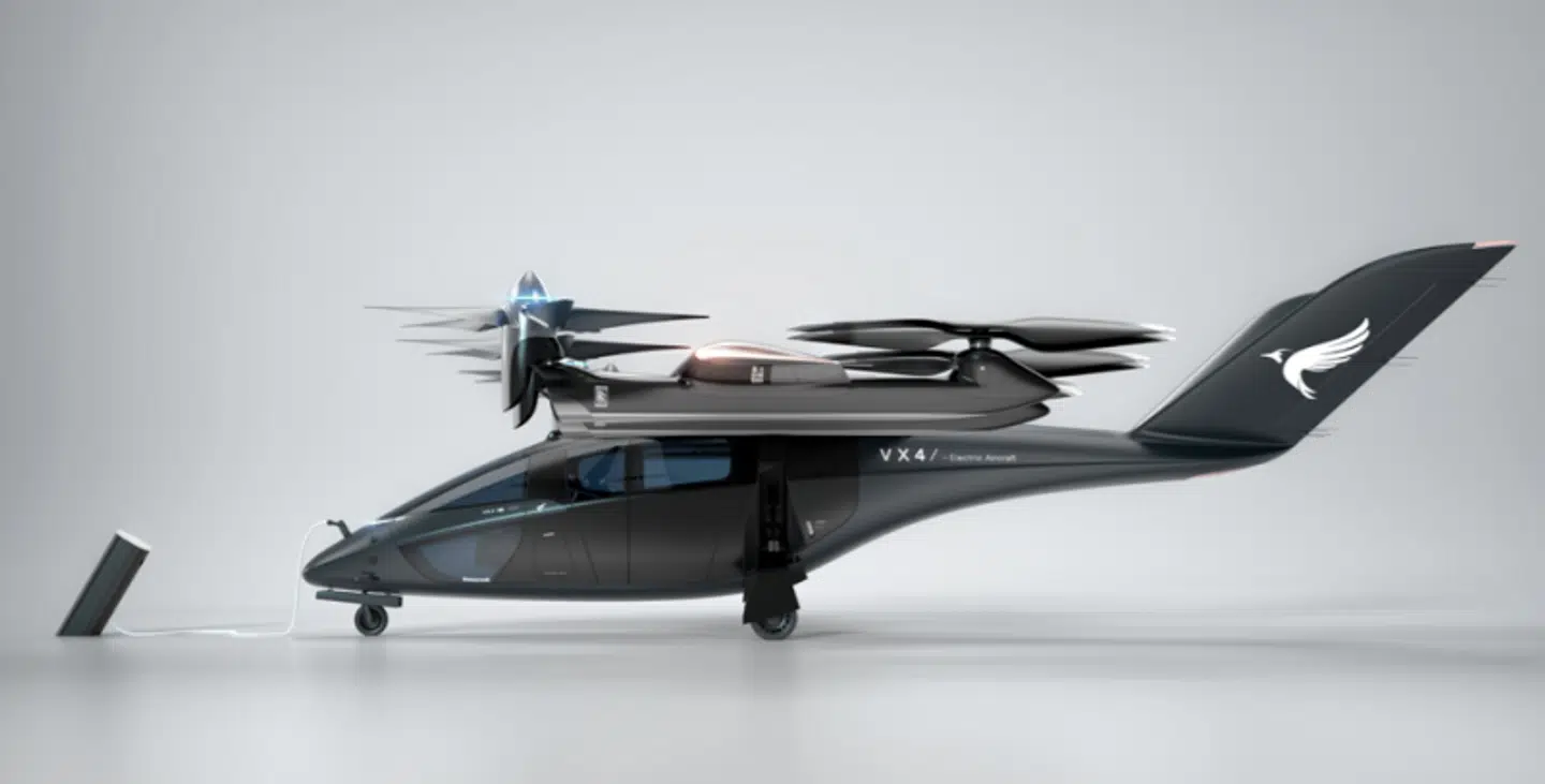 Her ses flyet på landjorden, som en tegner ser den.