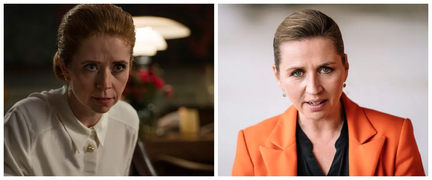 Signe Kragh fra 'Borgen' til venstre og Mette Frederiksen til højre.