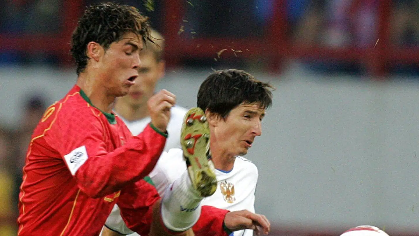 Cristiano Ronaldo i kamp mod Rusland den 7. september 2005. Dagen inden havde han mistet sin far.