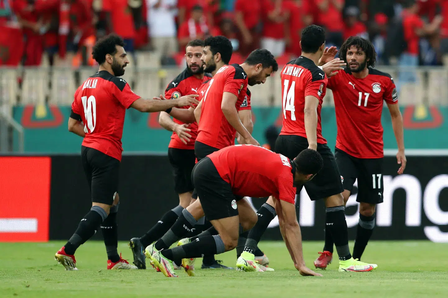Mohamed Salah (til venstre) blev den helt store spiller for Egypten i kvartfinalen. Mohamed Abd El Ghany/Reuters