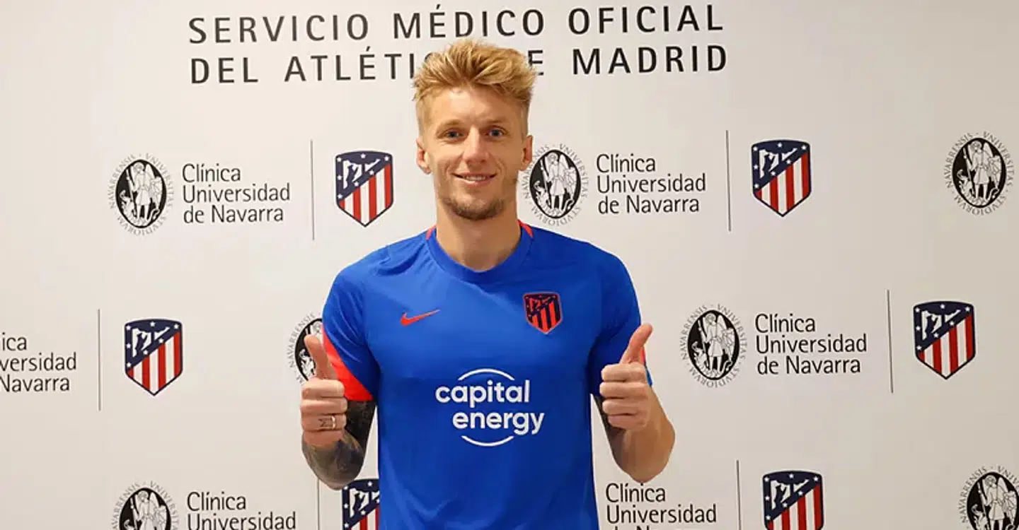 Daniel Wass, da han forleden blev præsenteret som ny spiller i Atlético Madrid.