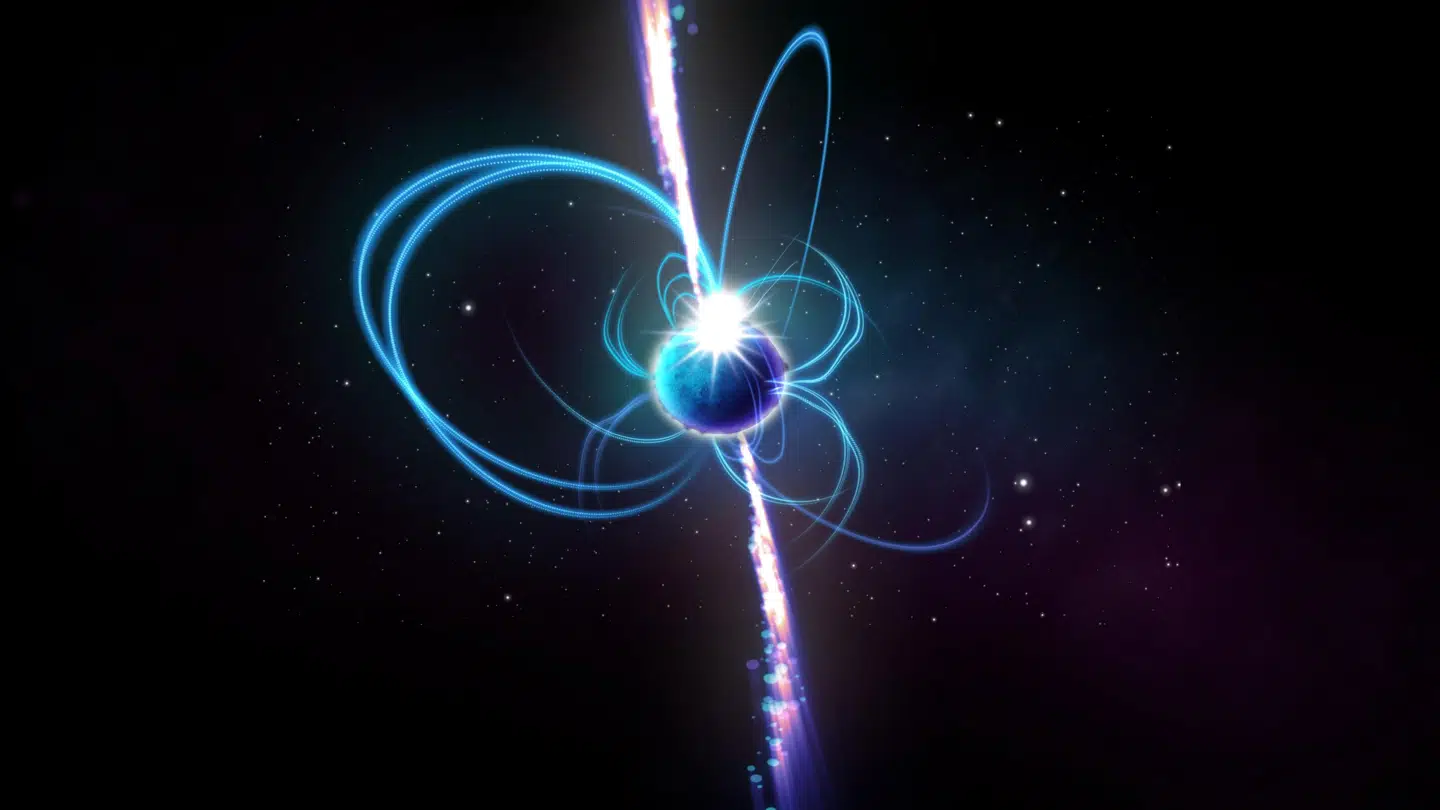 En kunstners forsøg på at illustrere, hvordan det kunne se ud, hvis det er en magnetar.