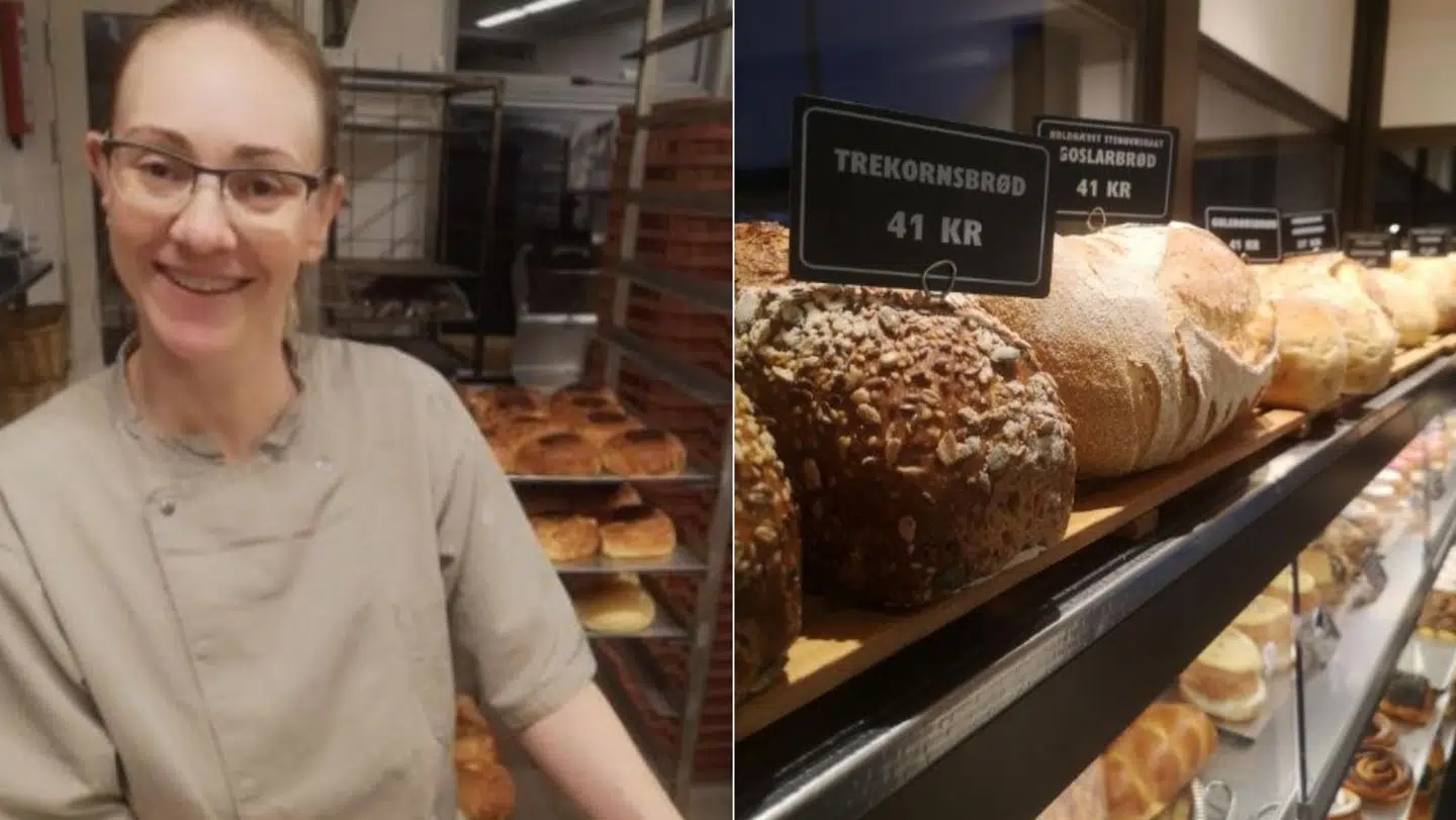 Marie-Louise Hvidberg, der ejer tre bagerier ved navn Rises Brød i Odense, fortæller, at hun kan se frem til en ekstra elregning på flere hundrede tusind kroner. Derfor må kunderne i bageriet betale lidt ekstra for brød og kager. Privatfoto.