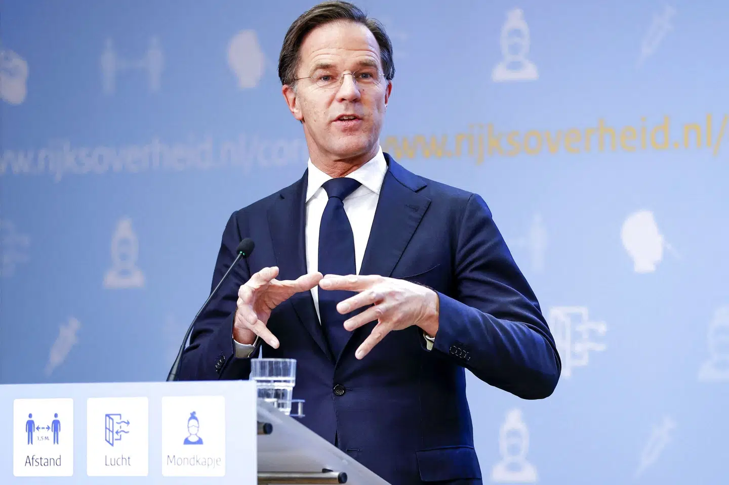 Hollands premierminister, Mark Rutte, holdt tirsdag aften pressemøde om coronasituationen i landet. Sem Van Der Wal/Ritzau Scanpix