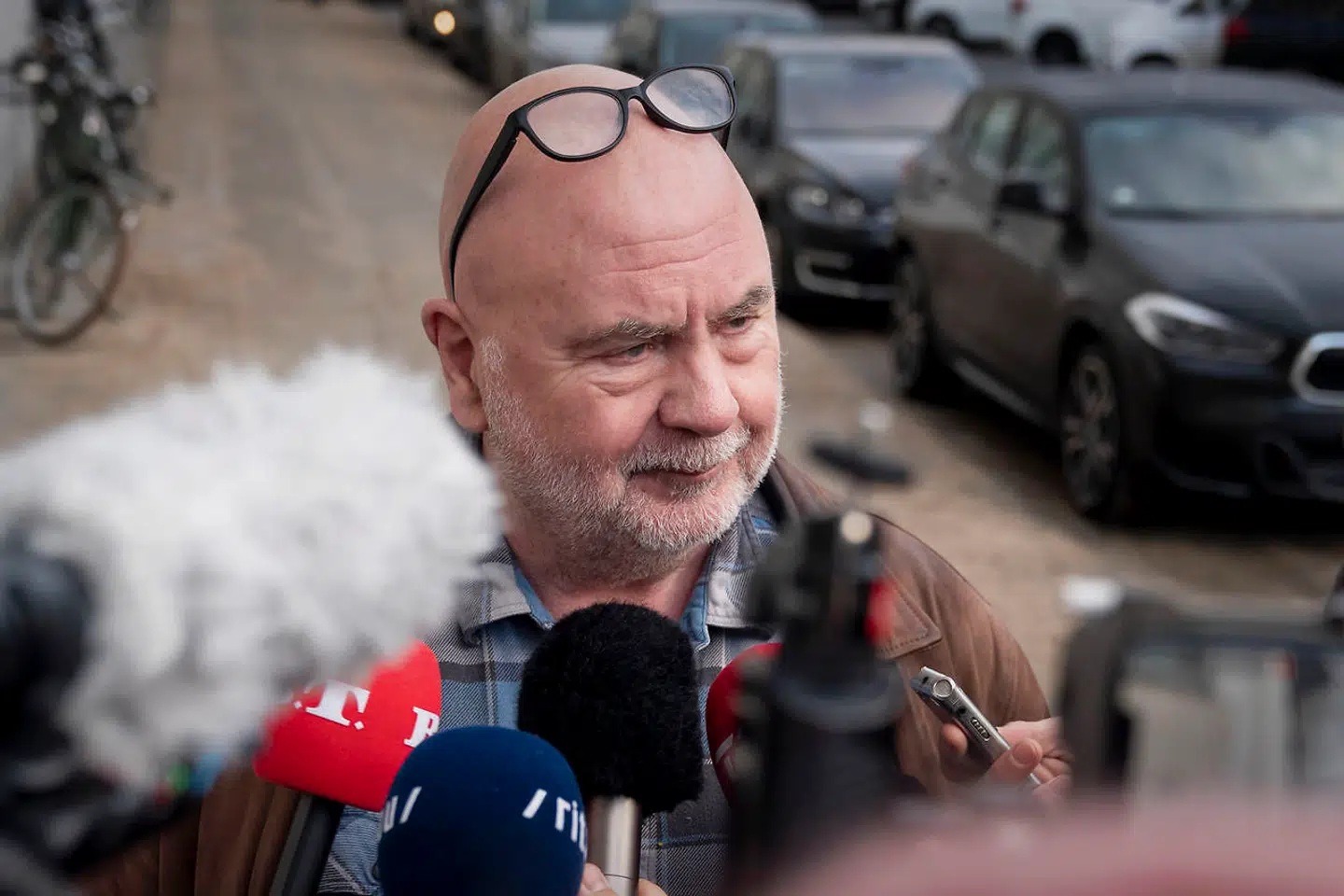 Formand i 3F Storkøbenhavn Nordvest, Jesper Holm. 3F medlemmer taler med pressen efter 3Fs hovedbestyrelses krisemøde i København.