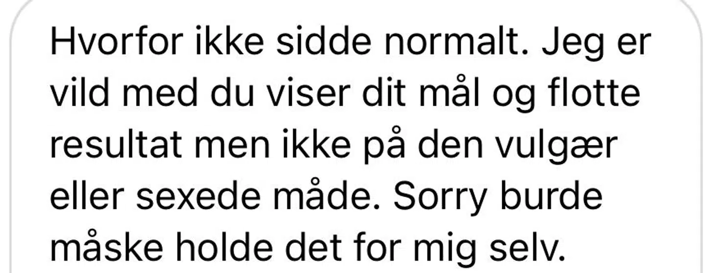 Et eksempel på en af de beskeder, Camilla har modtaget fra en følger.