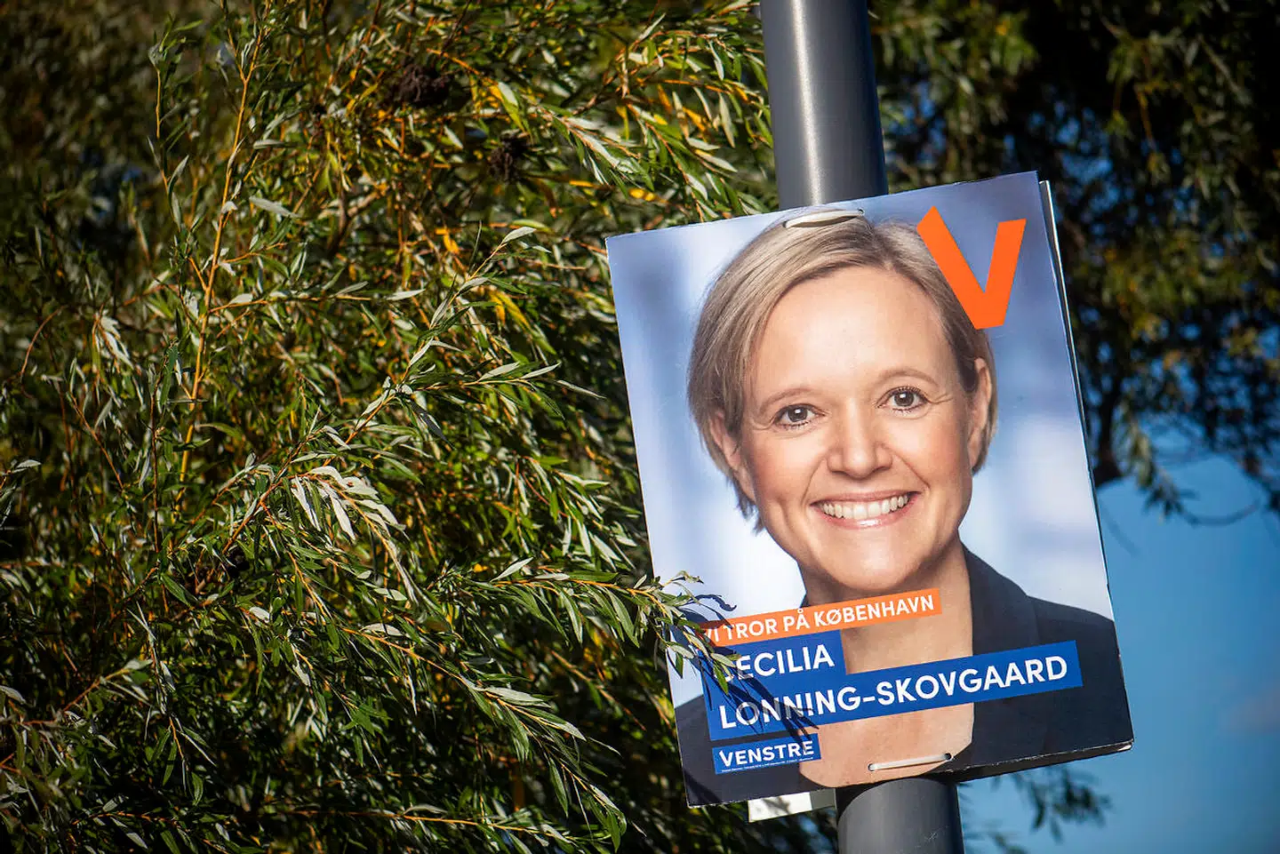 Valgplakat for Cecilia Lonning-Skovgaard fra Venstre i København 23. oktober 2021. Der afholdes kommunalvalg og regionsrådsvalg 16. november 2021. (Foto: Kristian Djurhuus/Ritzau Scanpix)