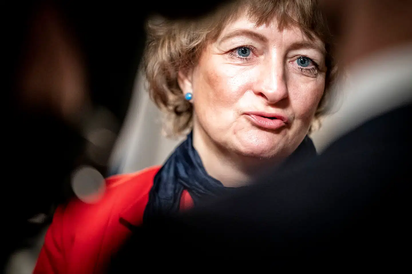 Line Barfod møder pressen på Københavns Rådhus efter kommunalvalget natten til onsdag den 17. november 2021. (Foto: Mads Claus Rasmussen/Ritzau Scanpix)