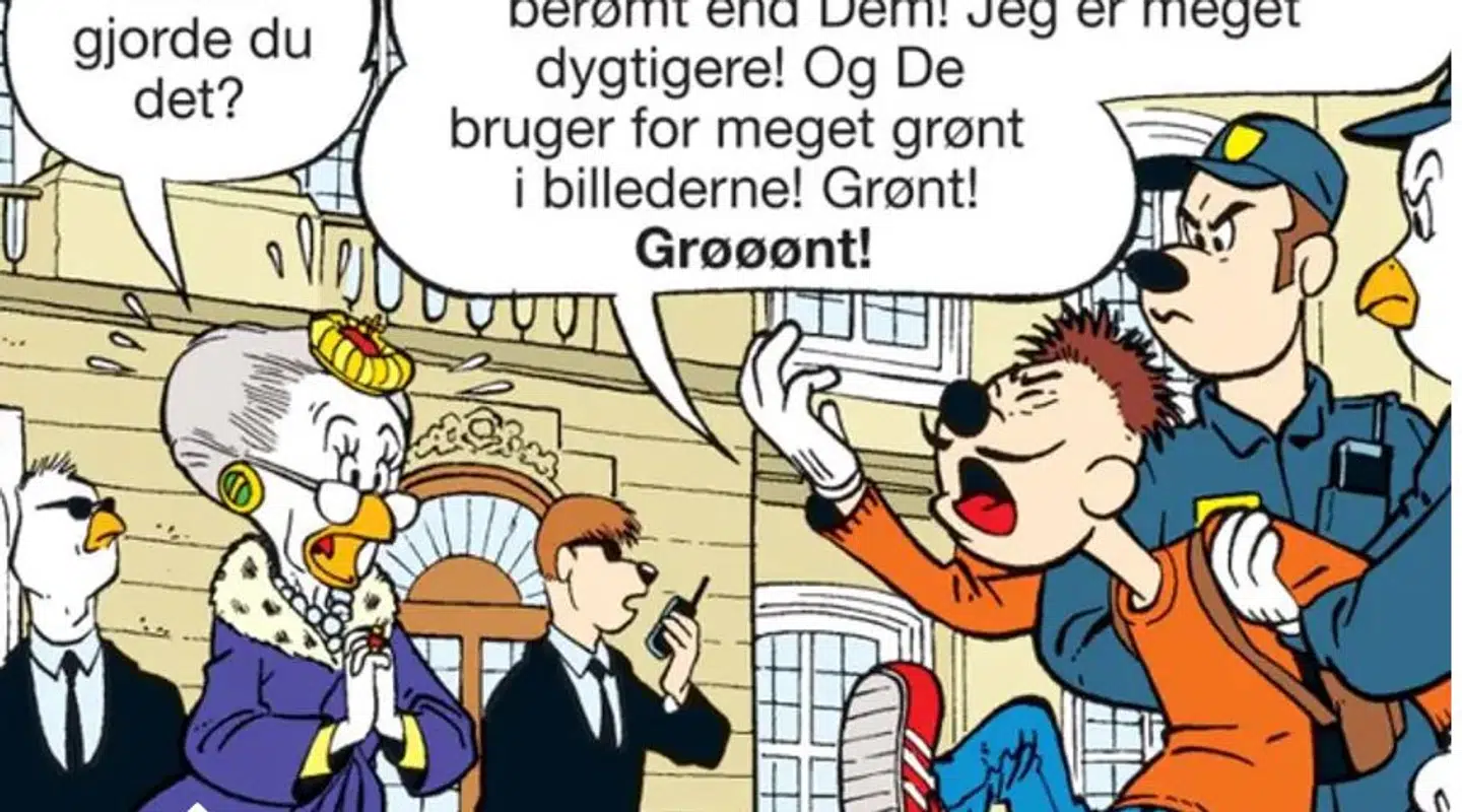 Dronning Margrethe i Anders And-bladet.