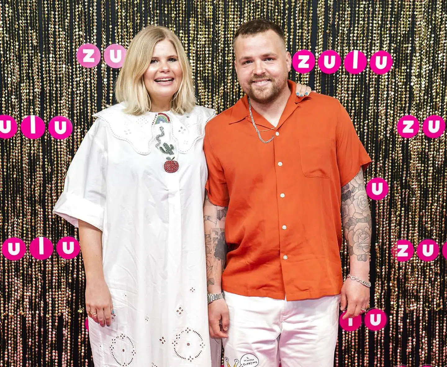 Sofie Linde med sin mand, Joakim Ingversen.