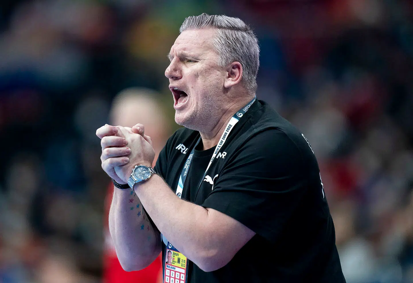 Landstræner Nikolaj Jacobsen under EM kampen mellem Danmark-Slovenien i Debrecen, Ungarn lørdag den 15 januar 2022