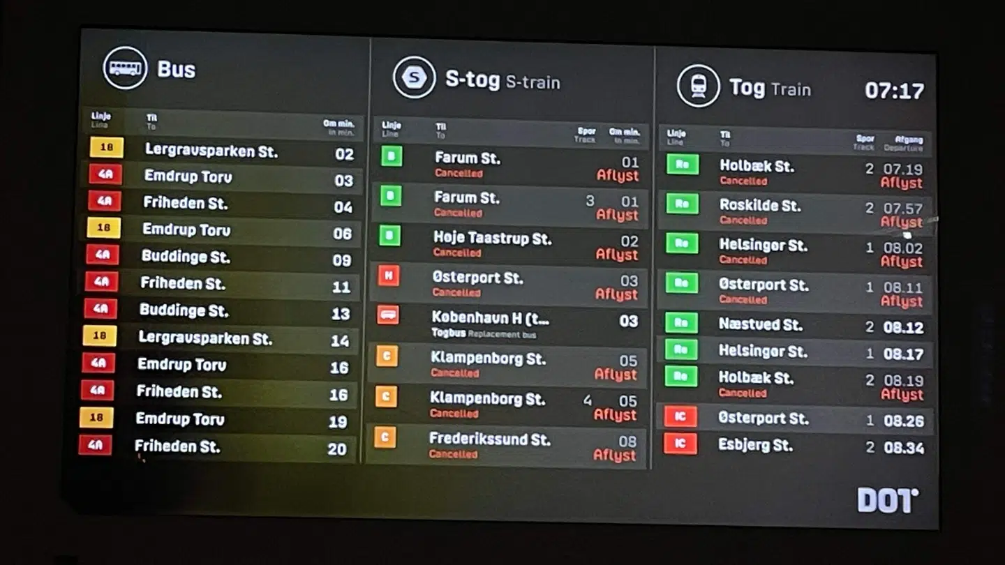 Der kører ingen tog til Valby Station torsdag morgen.