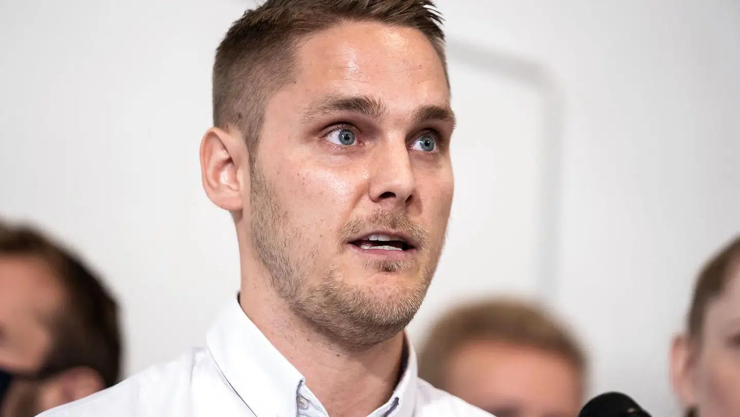 Partileder Henrik Vindfeldt under Veganerpartiets pressemøde i forsamlingshuset på Onkel Dannys Plads mandag den 28. september 2020.. (Foto: Emil Helms/Ritzau Scanpix)