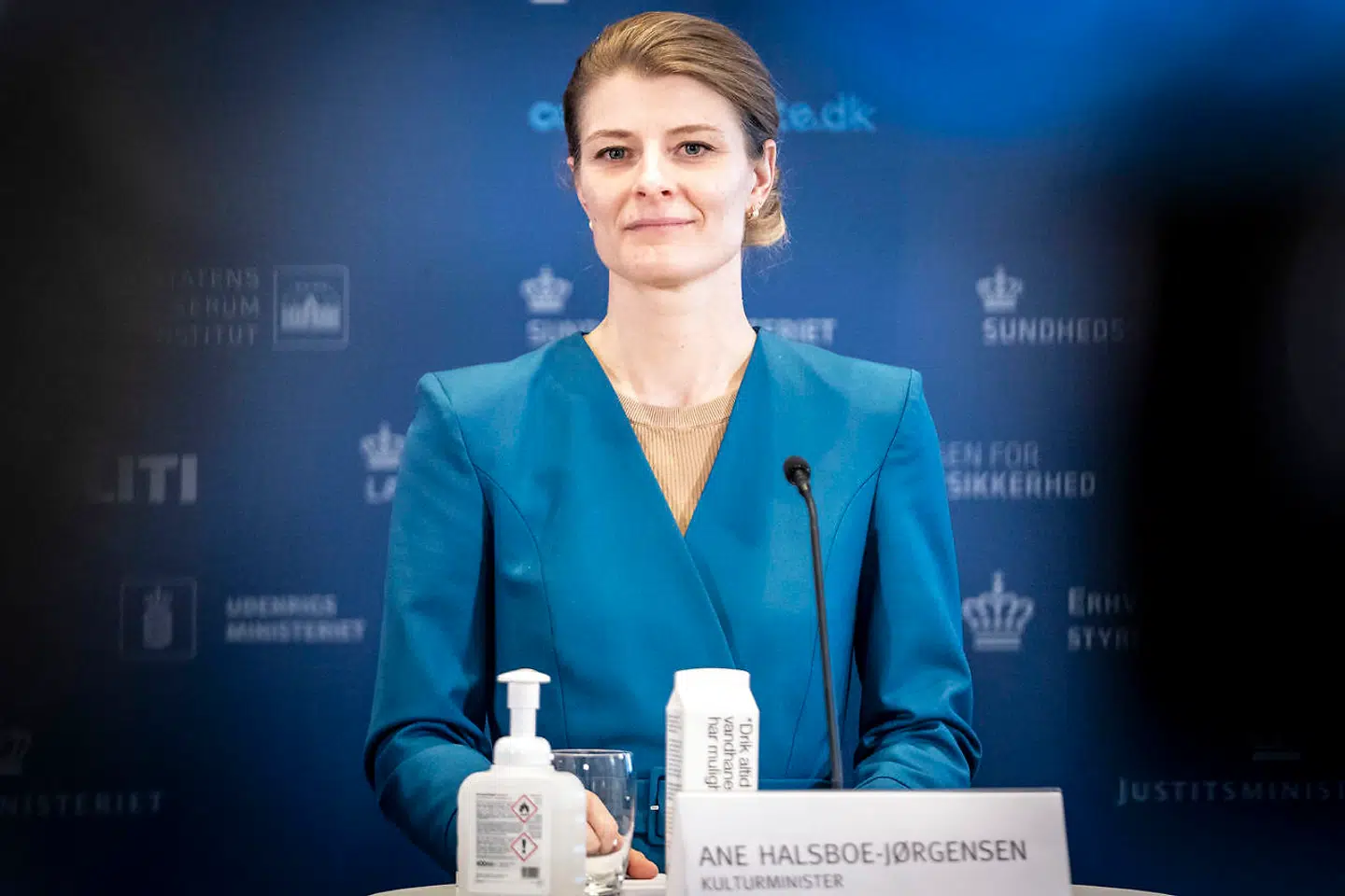 Kulturminister Ane Halsboe-Jørgensen (S) under pressemøde om den aktuelle status på covid-19 onsdag den 12. januar 2022. Foto: Mads Claus Rasmussen/Ritzau Scanpix.